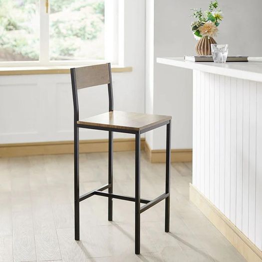 Set of 2 Bar Chairs | 67cm Counter Stools with Backrest  Metal Frame & Padded S