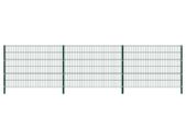 Fence Panel with Posts Iron 5.1x1.2 m Green