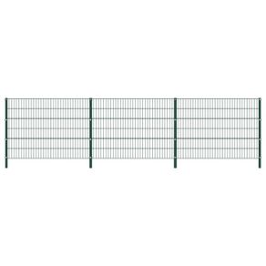 Fence Panel with Posts Iron 5.1x1.2 m Green
