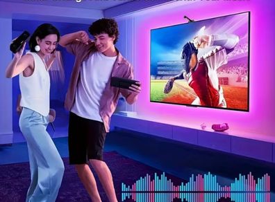 RGBIC TV Backlight Strip with Retractable AR Sensor That Captures Colours And Music Rhythms, Synchronizing