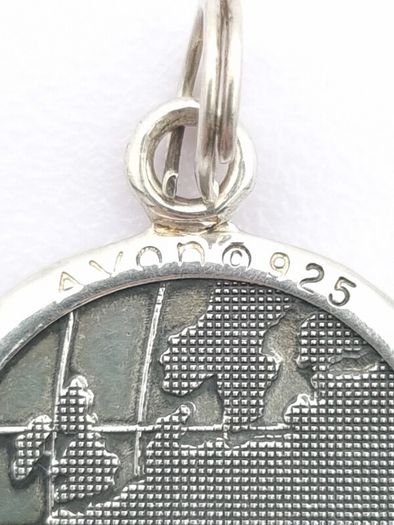925 Vintage Sterling Silver Globe Map Avon Pendant