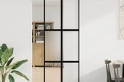 Sliding Door with Hardware Set 90x205 cm Tempered Glass&amp;Aluminium