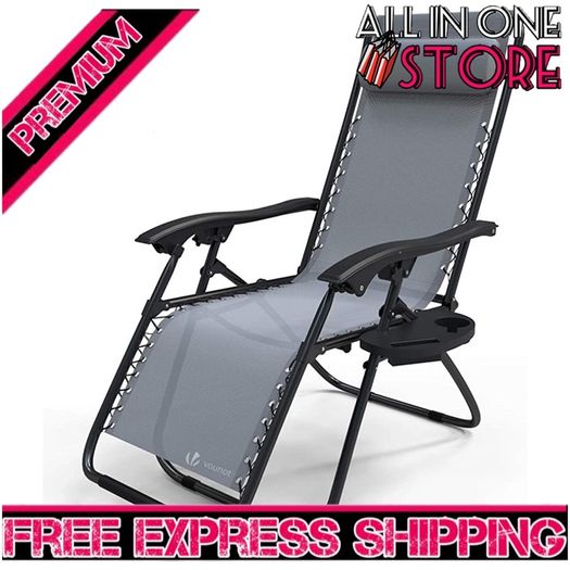 Zero Gravity Chair, Folding Sun Loungers, Recliner Garden Chairs, Outdoor Deck Chairs with Cup and Phone Holder (FREE SHIPPING)