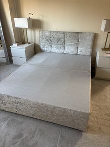 Champagne crushed velvet double bed with Emma mattress