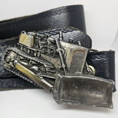 Ibex Belt Buckle Bulldozer with leather belt