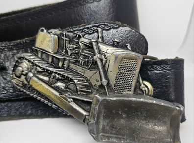 Ibex Belt Buckle Bulldozer with leather belt