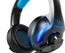MULTIPLE COLOURS AVAILABLE Gaming Headset for PS4, Xbox One Headset with Mic Surround Stereo Gaming Headphones with LED Light, Compatible with Nintendo Switch PS5 Xbox Series X/S PC (USB Extension Cable Included), Blue