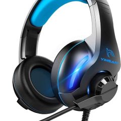 MULTIPLE COLOURS AVAILABLE Gaming Headset for PS4, Xbox One Headset with Mic Surround Stereo Gaming Headphones with LED Light, Compatible with Nintendo Switch PS5 Xbox Series X/S PC (USB Extension Cable Included), Blue