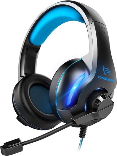 MULTIPLE COLOURS AVAILABLE Gaming Headset for PS4, Xbox One Headset with Mic Surround Stereo Gaming Headphones with LED Light, Compatible with Nintendo Switch PS5 Xbox Series X/S PC (USB Extension Cable Included), Blue