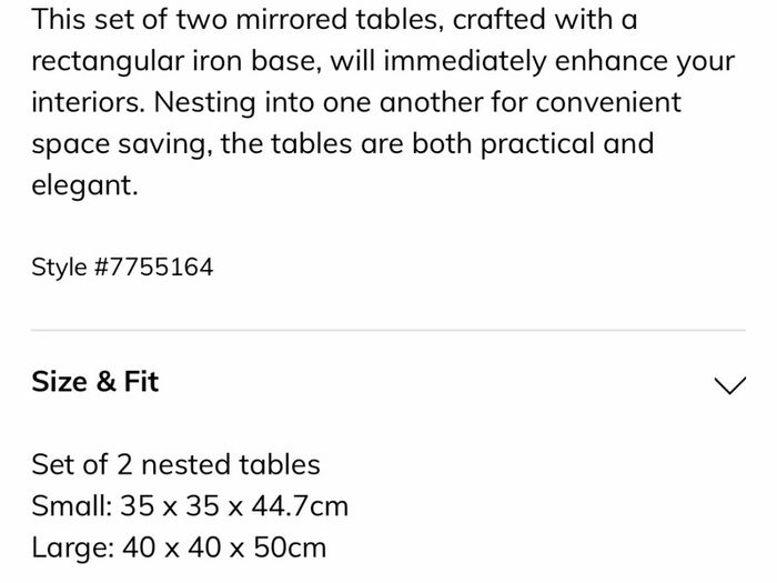 Mirrored tables set of 2