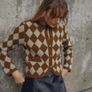 Fab Zara Bloggers Insta Famous Brown and Cream Jacquard Heavy Knit Cardigan Image 7