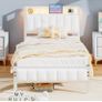 Single Bed Frames with Storage Headboard and Charging Station/LED Lights,Heavy Image 7