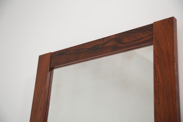 Vintage Swedish Minimalist Rosewood Mirror, 1960s