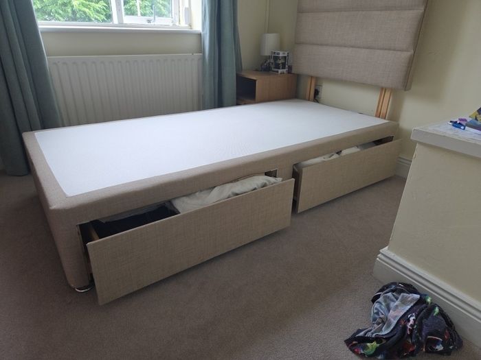 Single bed and headboard
