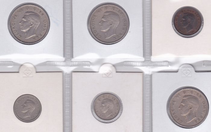 G.B. 6 x George 6th coins - Listed