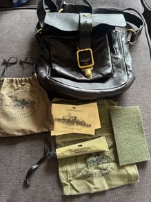 black leather bag