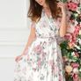 White pleated dress with large flowers Image 4