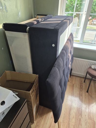 Black Velvet Bed Frame Double Bed with storage and headboard