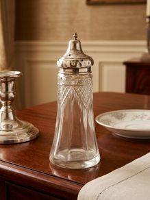 Late Victorian Sterling Silver And Cut Glass Sugar Sifter
