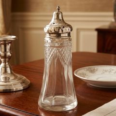 Late Victorian Sterling Silver And Cut Glass Sugar Sifter