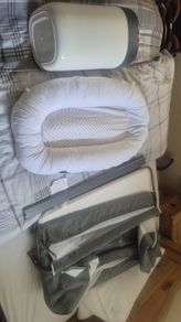 babylo next to me crib-clevamama sleeping pod and nappy bin.. good condition