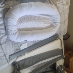 babylo next to me crib-clevamama sleeping pod and nappy bin.. good condition