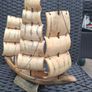 Vintage handmade Bull horn model Sailing Boat Image 7