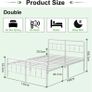 Double Bed Frame 4ft6 with Headboard and Footboard, Metal Bed Frame Double 46 cm High with Heavy Duty Slats Support, Noise Free, Easy Assembly, White Image 2