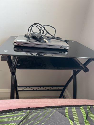 Compact Black Glass Laptop Table