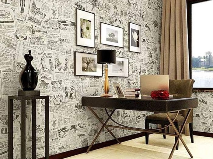 NEW SALE | Decorative Wallpaper Self-Adhesive Wallpaper Retro Style Printed Stick Paper Easy to Apply Peel and Stick Wallpaper (0.45 x 3 m, Newspaper)