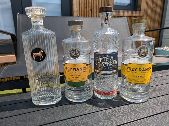 Empty Bourbon Whiskey Glass Bottles