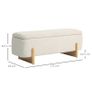 Storage stool with storage, Bench with foam padding, Linen-look, 111 x 44 x 44.5 cm, Cream White Image 2