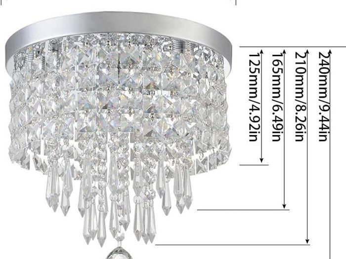 Modern Elegant Crystal Chandelier Lighting,K9 Ceiling Chandeliers Lights, 250mm, Beaded Light Shade with Clear Acrylic Jewel