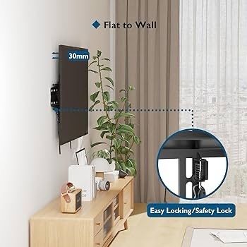 NEW SALE | Ultra Slim TV Wall Bracket Mount for 23-60 inchs LCD LED Plasma TVs, Low Profile Tilt TV Wall Mount up to VESA 400x400mm, 45kg Weight Capacity with Spring Locking System, Includes 5 Cable Ties