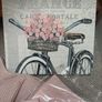 Dusky . Dusty Pink Bundle - IKEA INGABRITTA Chunky Throw, 2 Brand new 65 cm square linen cushion covers and a shabby chic Carte Postale Wall Hanging Image 5