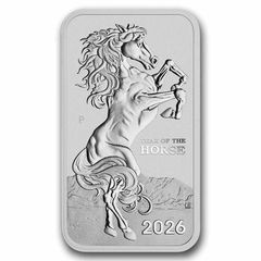 2026 Australia 1 Dollar 1 oz Silver Bullion Bar - RECTANGLE Lunar III Year of the Horse BU