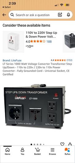 LiteFuze LT1000 1000W StepUp StepDown Voltage Transformer