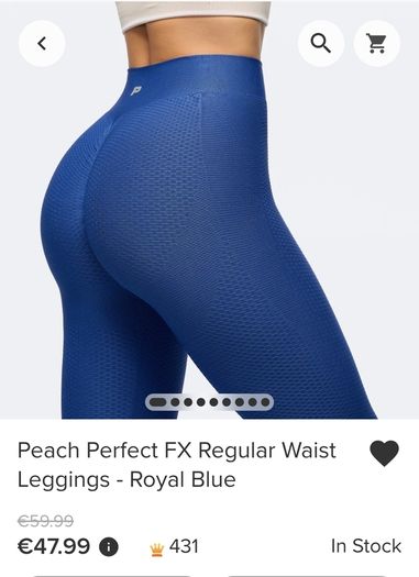 Peach Perfect Regular Waist Leggings - Royal Blue  size S