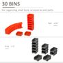Wall Mounted Storage Bin Rack Tool Organizer with 30 Bins, Pegboard for Garage Workshops Red Image 5
