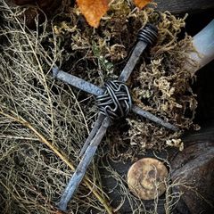 Protection 1700s Coffin NailCrucifix Brutalist Crust Punk Pagan Pendant Necklace Talisman Wasteland Dystopian Gothic Witch Halloween