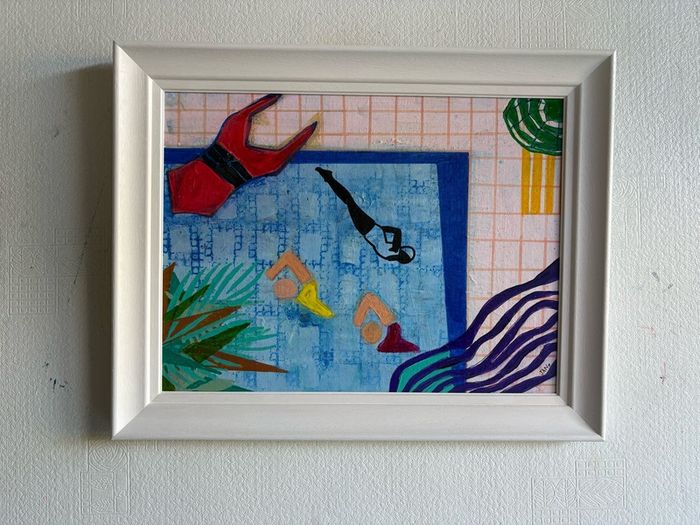 Original Art Swim Art Swimmer Pool Abstract Art Contemporary Irish Art