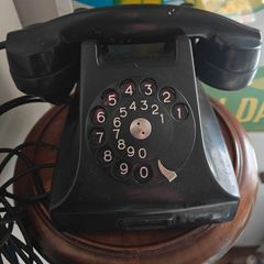 Vintage Bakelite Ericsson black  retro Rotary Dial Phone P&T stamp