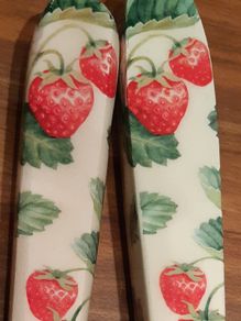 Serving Spoons - Wood. Strawberry Decorated