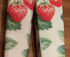 Serving Spoons - Wood. Strawberry Decorated