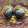 Carolyn Tyler Designer 22ct Gold & Tahitian Pearl Earrings Image 5