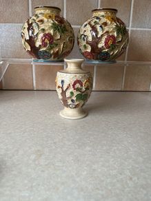 Pair Indian Tree Handpainted Vases HJ Wood Staffordshire