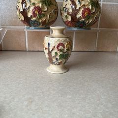 Pair Indian Tree Handpainted Vases HJ Wood Staffordshire