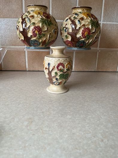 Pair Indian Tree Handpainted Vases HJ Wood Staffordshire