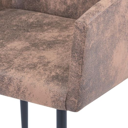 Dining Chairs with Armrests 6 pcs Brown Faux Suede Leather