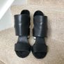 Topshop black and cream leather chunky heel sandals Image 4